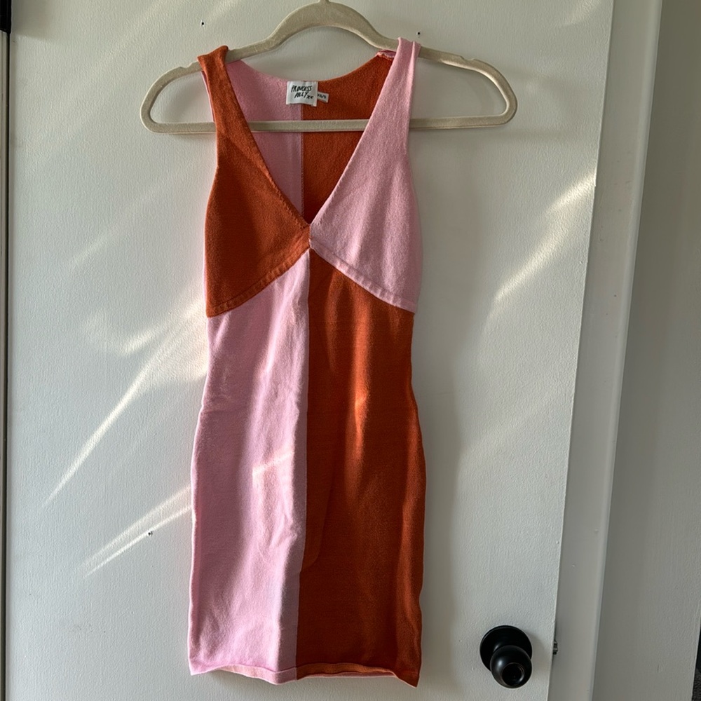 Pink and orange checkered dress